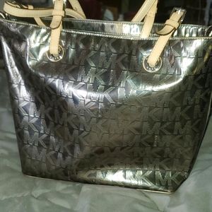 Michael Kors bronze metallic shoulder bag